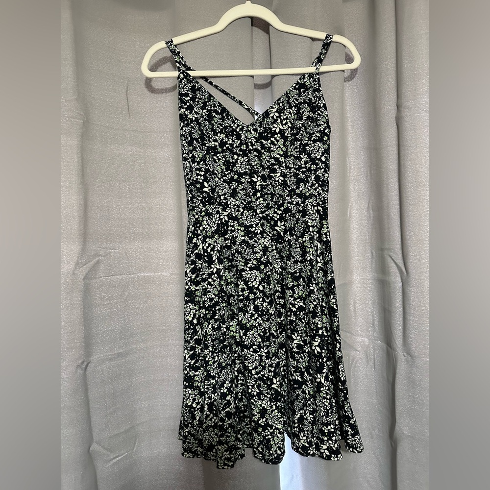 Floral Black and White Women's Dress